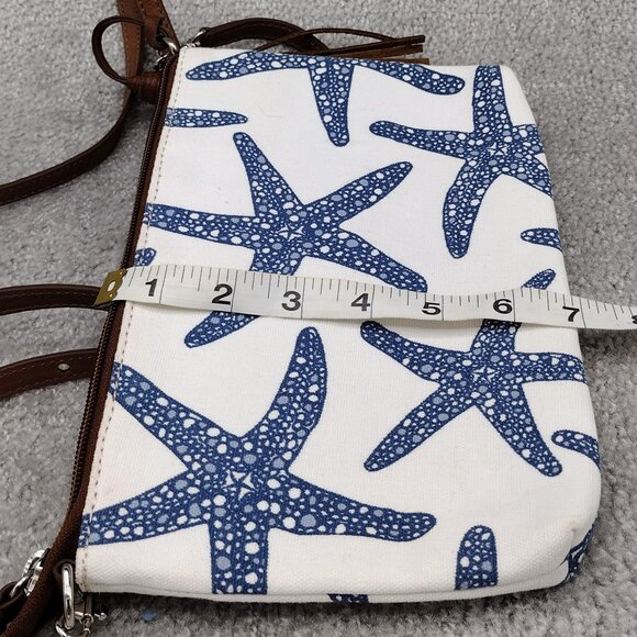 Bahama Hand Prints Starfish Crossbody Bag Coastal Beach Purse NWOT Tassel Strap - Picture 7 of 7